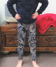 Load image into Gallery viewer, Hey Girl Blue Paisley  Leggings (Youth)
